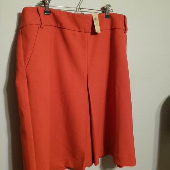 New Orange Ann Taylor Skirt pleated front size 18 - Picture 4 of 15